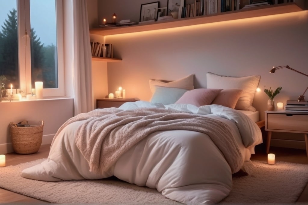 Cozy bed for sleep prepared
