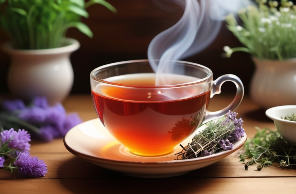 Cup of herbal mint tea