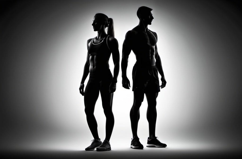 Fit athletic man and woman posing
