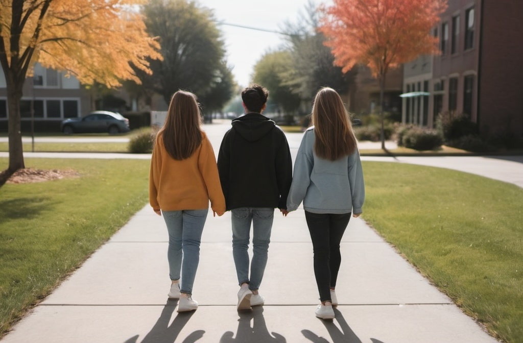 Friends walking outside togeather