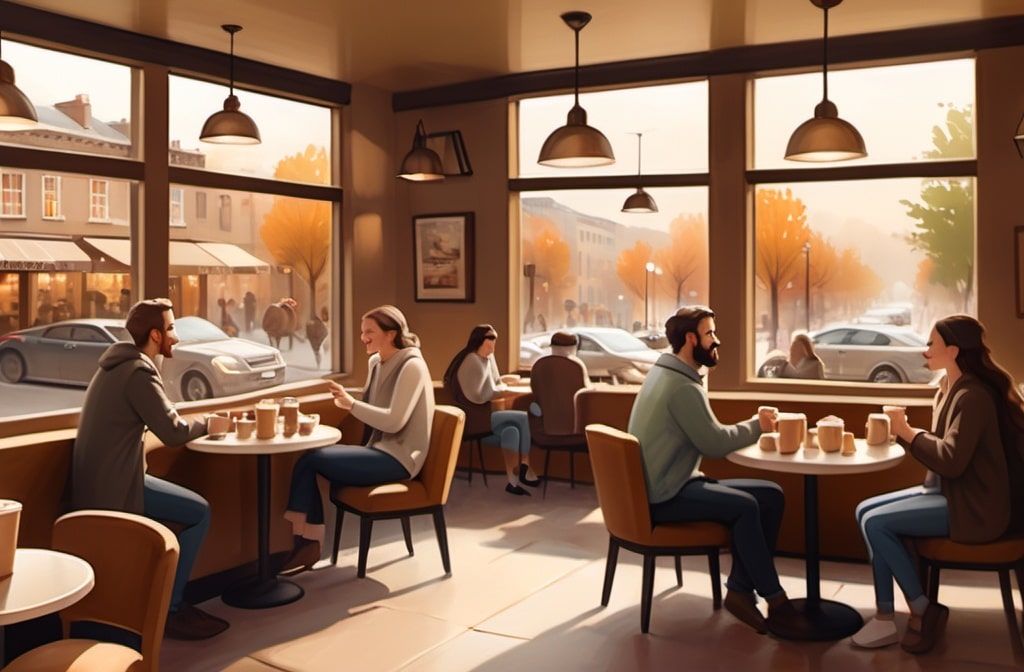 People socialize and drinking coffee togeather