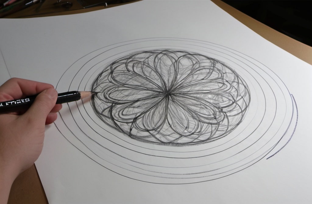 Drawing on paper for stress relief with pencil in the hand